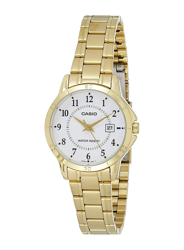 Casio Analog Watch for Women with Stainless Steel Band, Water Resistance, LTP-V004G-7BUDF, Gold-Silver