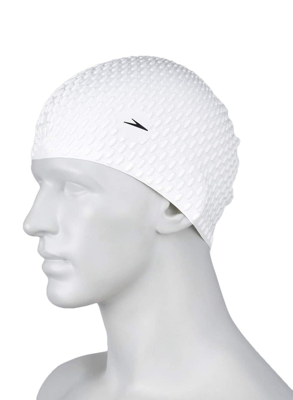 Speedo Bubble Swimming Cap, White