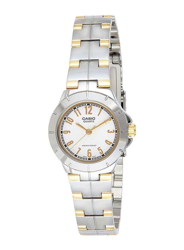 Casio Analog Watch for Women with Stainless Steel Band, Water Resistance, LTP-1242SG-7, Silver-White