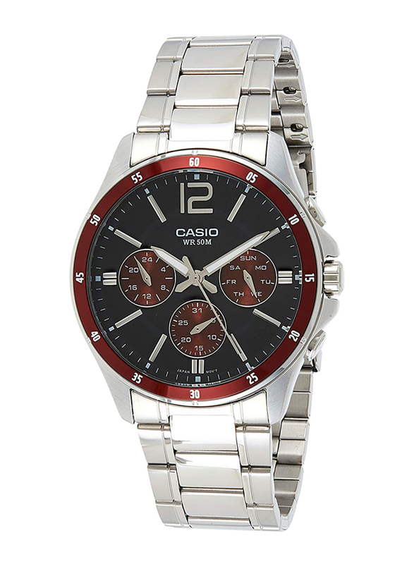 Casio Analog Quartz Watch for Men with Stainless Steel Band, Water Resistant and Chronograph, MTP-1374D-5AVDF, Silver-Black
MTP-1374D-5A