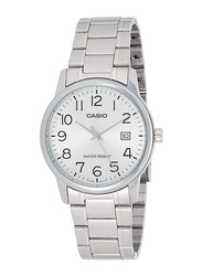 Casio Analog Watch for Men with Stainless Steel Band, Water Resistant, MTP-V002D-7BUDF, Silver
