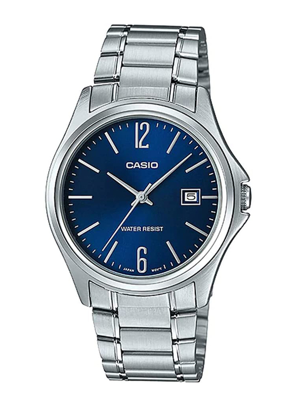 Casio Analog Watch for Men with Stainless Steel Band, Water Resistant, MTP1404D-2A, Silver-Blue