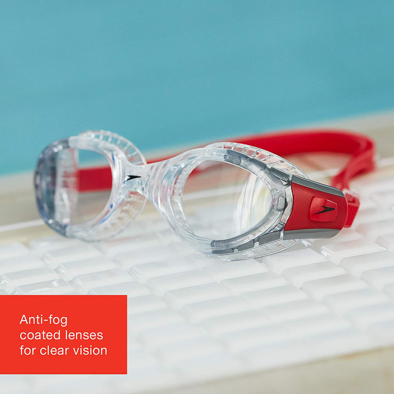 Speedo Futura Biofuse Flexiseal Swimming Goggle Unisex, Red/Clear