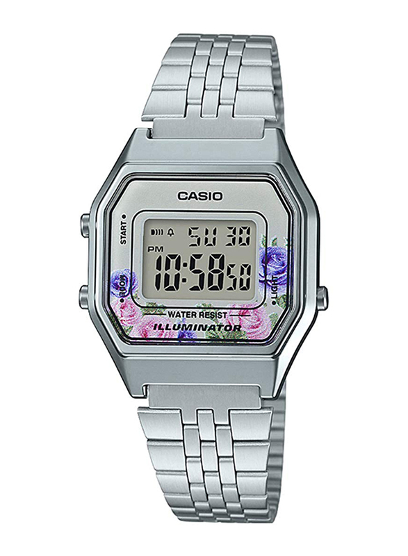 Casio Digital Watch for Women with Stainless Steel Band, Water Resistance, LA680WA-4CDF, Silver-Grey