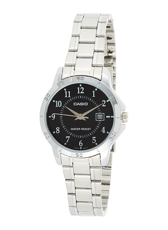 Casio Analog Watch for Women with Stainless Steel Band, Water Resistance, LTP-V004D-1B, Silver-Black