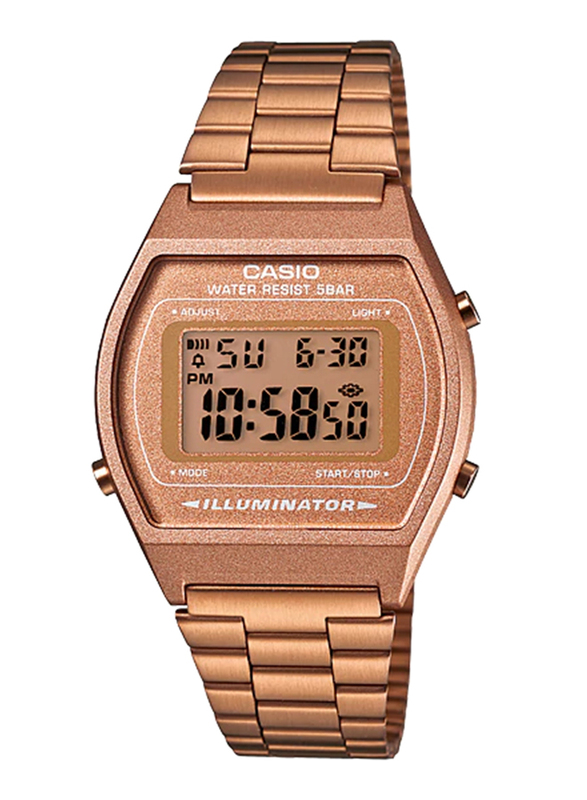 Casio B640WC-5ADF Digital Watch for Unisex with Stainless Steel Band, Water Resistant and Chronograph, Pink-Multicolour
