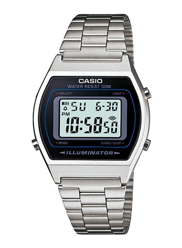 Casio B640WD-1AVDF Digital Watch for Unisex with Stainless Steel Band, Water Resistant and Chronograph, White-Multicolour