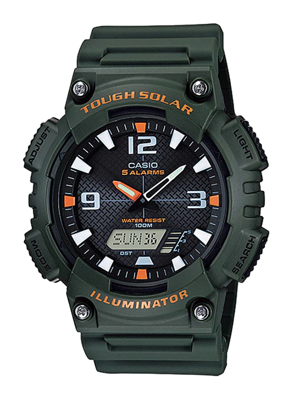 Casio AQ-S810W-3AVDF Analog/Digital Watch for Unisex with Resin Band, Water Resistant and Chronograph, Dark Green-Multicolour
