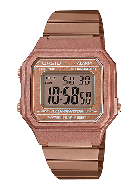 Casio B650WC-5ADF Digital Watch for Unisex with Stainless Steel Band, Water Resistant and Chronograph, Pink-Multicolour