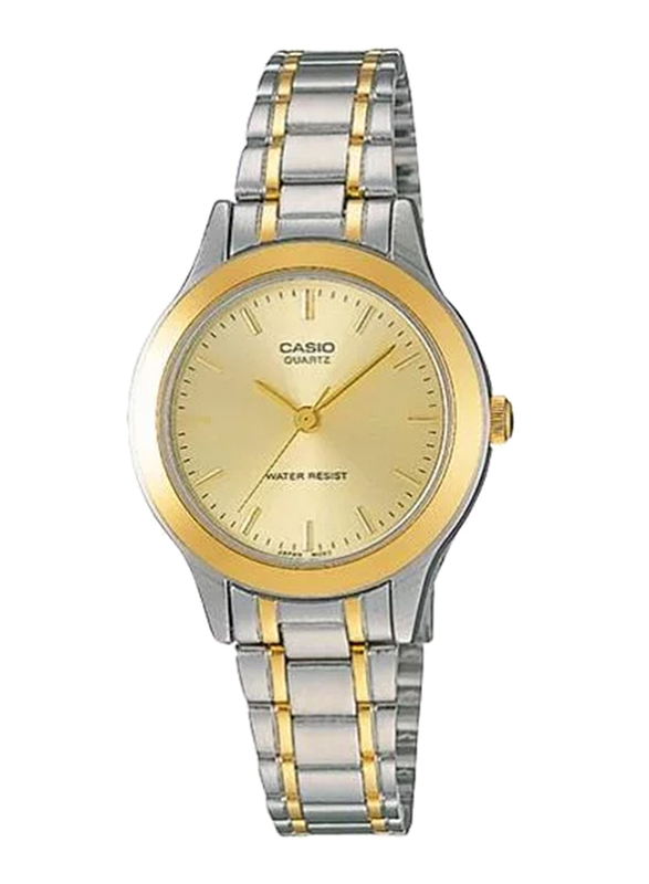Casio LTP-1128G-9ARDF Analog Watch for Unisex with Stainless Steel Band, Water Resistant, Silver-Gold