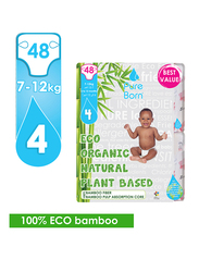 Pure Born Eco Organic Natural Plant Bases Pineapple Diapers, Size 4, Junior, 7-12 kg, Value Pack, 48 Count