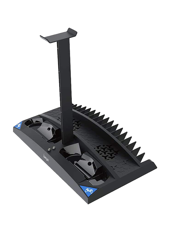 

IPEGA Game Vertical Stand 6 in 1 Cooling Fan Headphone Holder Controller Charging Base Replacement for PS4/PS4 Slim/PS4 PRO, Black