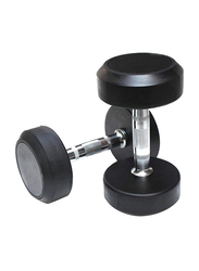 Marshal Fitness Round Rubber Dumbbells Set, 2 x 2.50KG, Black/Silver