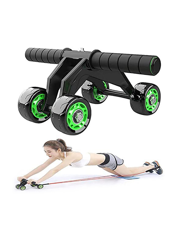 Marshal Fitness 4 Wheel Abdominal Exercise Machine Home Gym, MF-0602, Black/Green