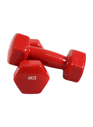 Marshal Fitness Deluxe Vinyl Dumbbells Set, 2 x 4KG, Red