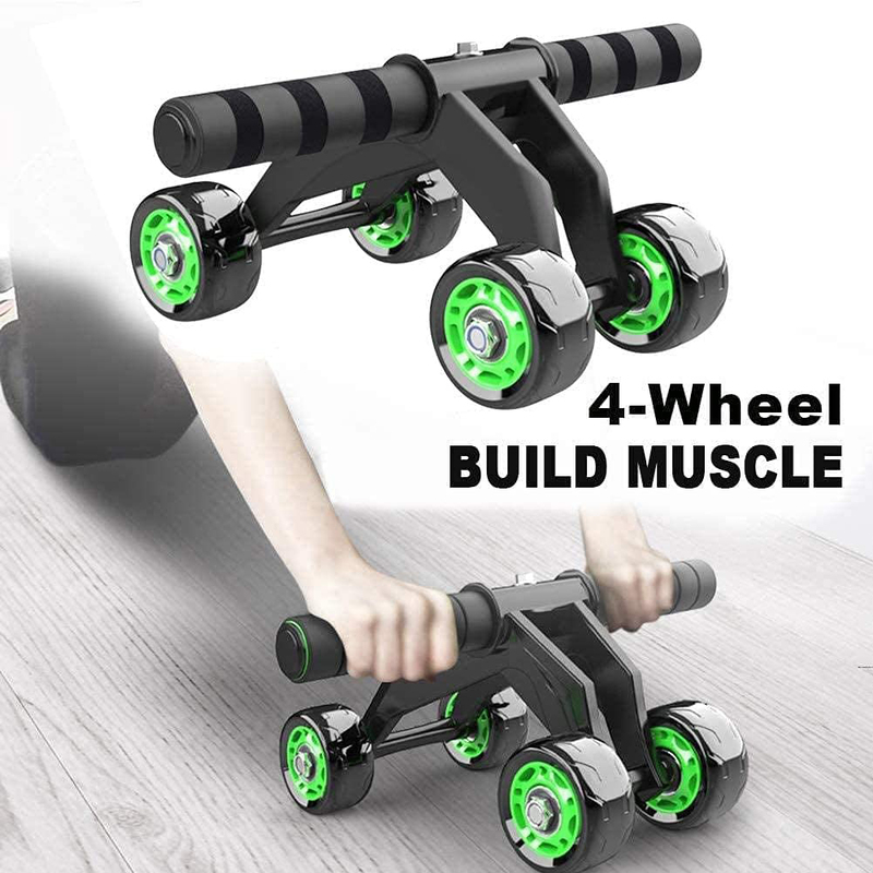 Marshal Fitness 4 Wheel Abdominal Exercise Machine Home Gym, MF-0602, Black/Green