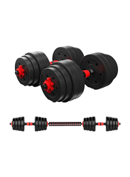 Marshal Fitness Adjustable Fitness Cement Dumbbells Set, 2 x 10KG, Black