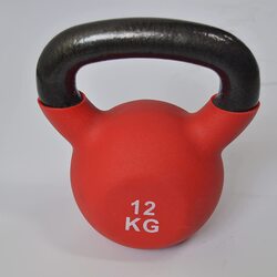 Marshal Fitness Neoprene Kettlebell with Firm Grip Handle, 12Kg, MF-0051, Black/Red