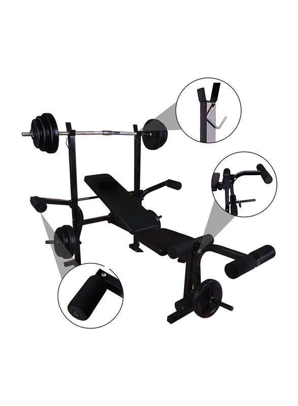 Marshal Fitness Adjustable Multifunctional Foldable Weight Lifting Bench Home Gym, Black
