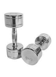 Marshal Fitness Dumbbells Set, 2 x 9KG, Chrome