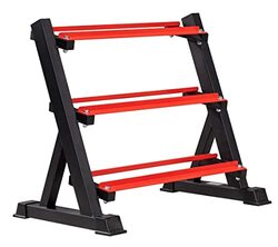 Marshal Fitness 3 Tier Barbell Combo Dumbbell Rack , Mf-2810, Red