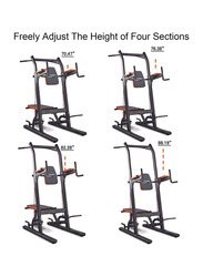 Marshal Fitness Multifunction Pull Up Dip Station with Bench Adjustable Height, MF-9402, Black