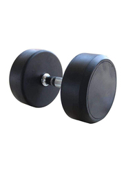 Marshal Fitness Round Rubber Dumbbell, 30KG, Black/Silver
