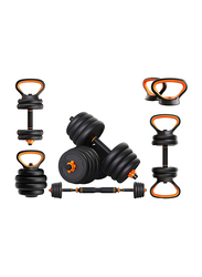 Marshal Fitness Adjustable Dumbbells Set, 2 x 20KG, Black/Orange