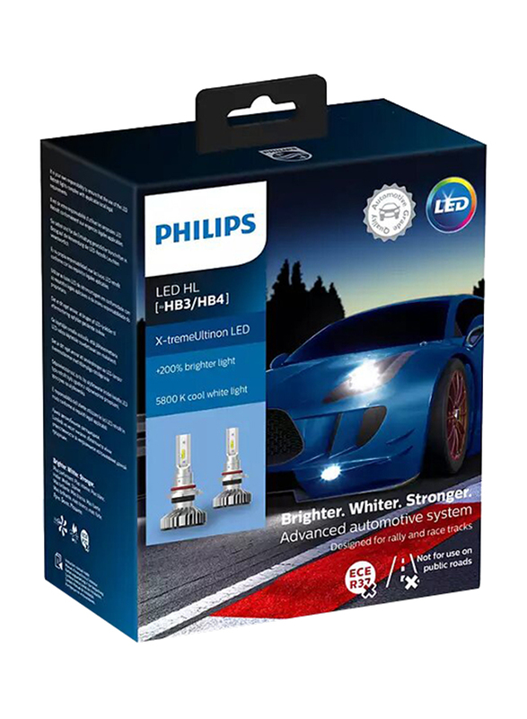 Philips LED HB3/HB4 5800K X-tremeUltinon Headlight Bulb Set, 1 Pair