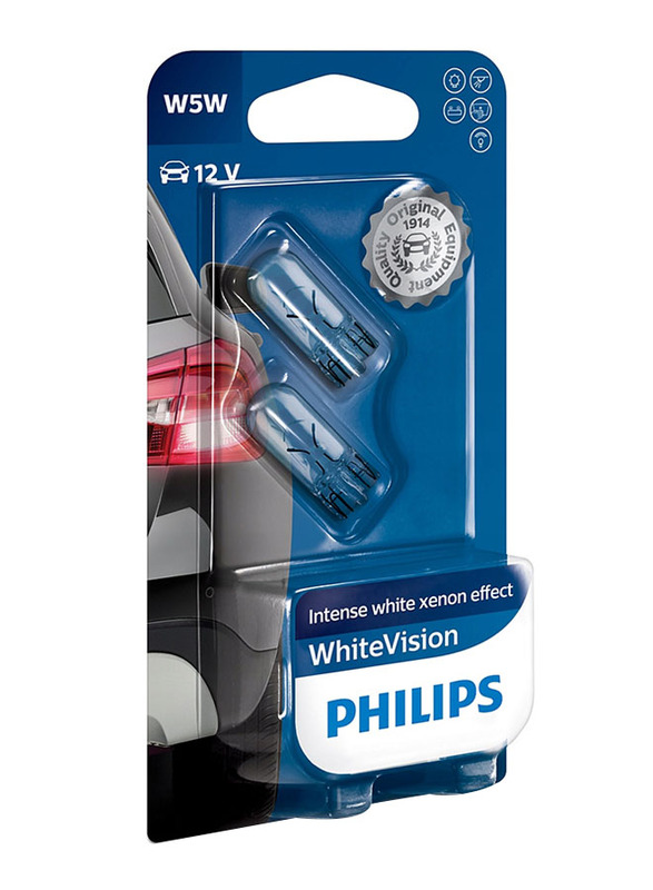 

Philips T10 WhiteVision Interior and Signalling Bulb Set, 5W, 12V, 1 Pair