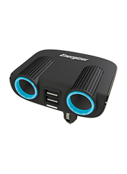 Energizer Twin 12V Socket Adapter with Twin USB, Black