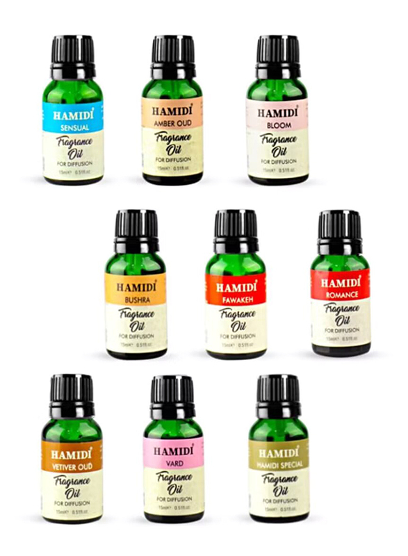 

Hamidi Diffuser Oil Value Pack, 9 Pieces x 15ml, Multicolour