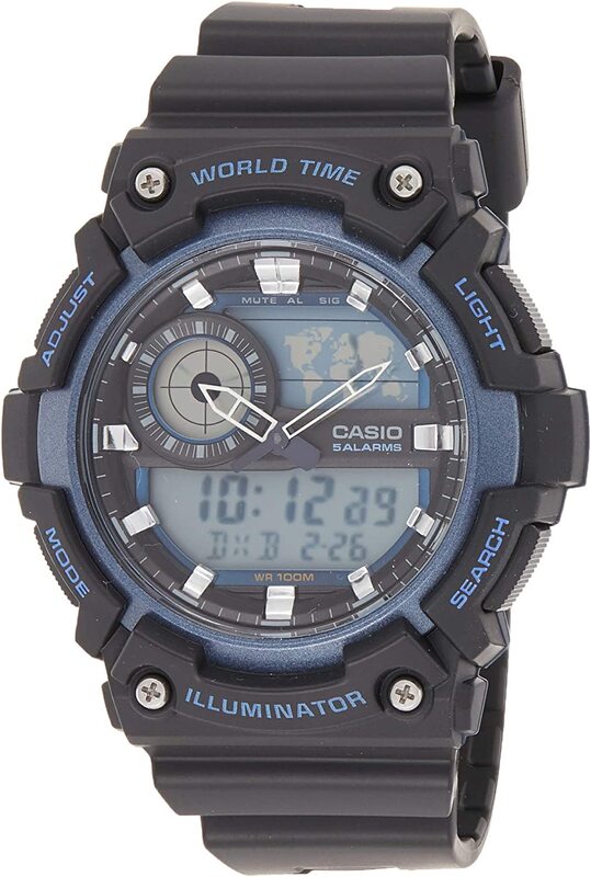 

Casio Analog/Digital Display Quartz Watch for Men with Silicone Band, Water Resistant, AEQ-200W-2AVDF, Black