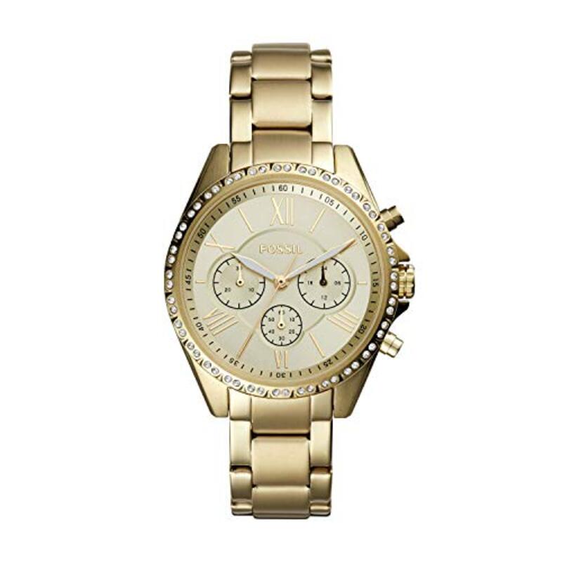 

Fossil Analog Watch for Women with Stainless Steel Band, Chronograph, BQ3378, Gold-Off White