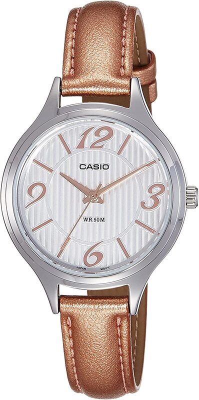 

Casio Analog Watch for Women with Leather Band, Water Resistant, LTP-1393L-7A2, Brown/White