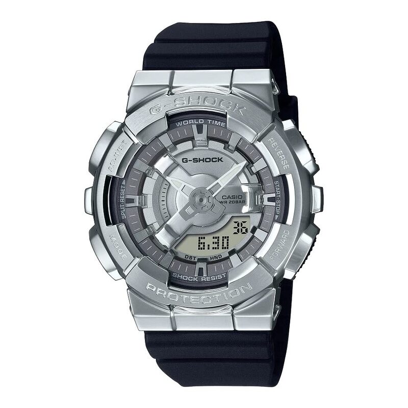 

Casio G-Shock Analog + Digital Watch for Women with Resin Band, Water Resistant, GM-S110-1ADR, Silver-Black