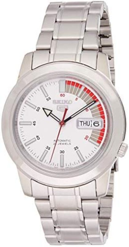 

Seiko Analog Watch for Men with Stainless Steel Band, Water Resistant, SNKK25K1, Silver-White