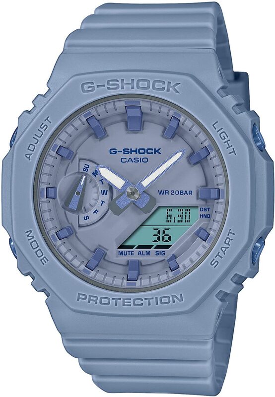 

Casio G-Shock Analog + Digital Watch for Women with Plastic Band, Water Resistant, GMA-S2100BA-2A2ER, Light Blue-Light Blue