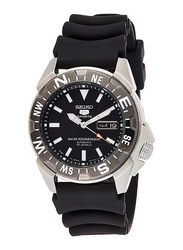 Seiko 5 Automatic Quartz Analog Watch for Men with Rubber Band, Water Resistant, SNZE81K2, Black