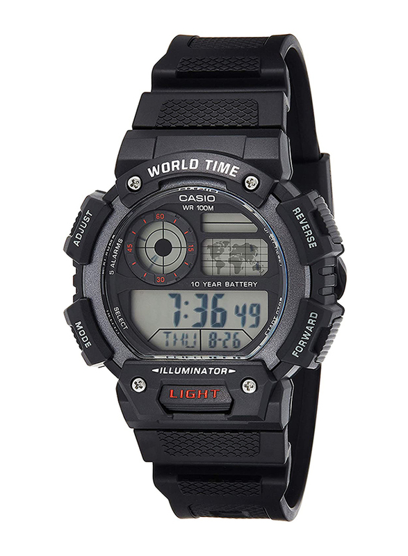 Casio Digital Quartz Watch for Men with Resin Band, Water Resistant, AE-1400WH-1AVDF, Black