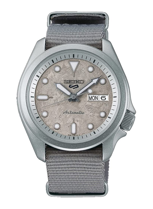 Seiko 5 Automatic Sports Analog Watch for Men with Nylon Band, Water Resistant, SRPG63K1, Grey