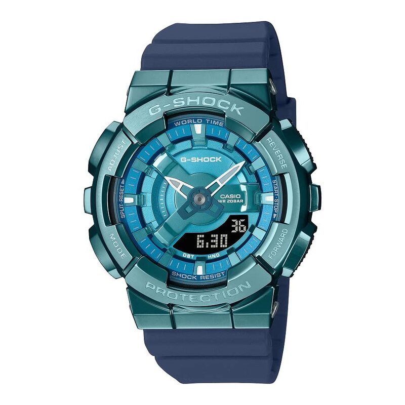 

Casio G-Shock Analog + Digital Watch for Women with Resin Band, Water Resistant, GM-S110LB-2ADR, Blue-Blue