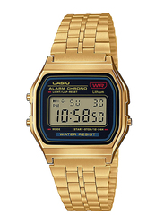 Casio Japanese Casual Digital Quartz Unisex Watch with Stainless Steel Band, Water Resistant, A159WGEA-1, Gold-Black