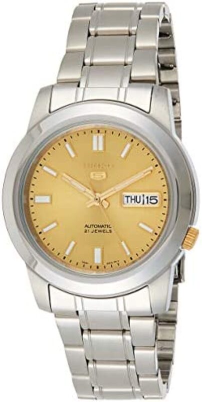 

Seiko Analog Watch for Men with Stainless Steel Band, Water Resistant, SNKK13K1, Silver-Gold