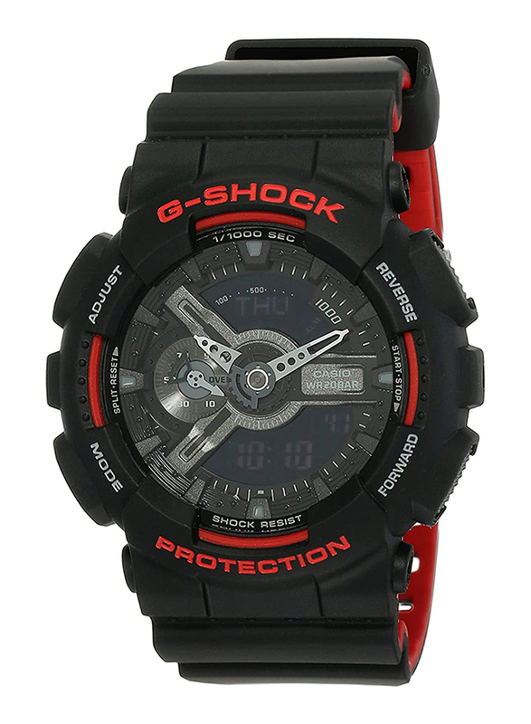 

Casio G-Shock Analog/Digital Sport Watch for Men with Resin Band, Water Resistant and Chronograph, GA-110HR-1ADR(G700), Black-Red/Black