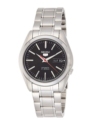 Seiko Automatic Analog Watch for Men with Stainless Steel Band, Water Resistant, SNKL45J1, Silver-Black
