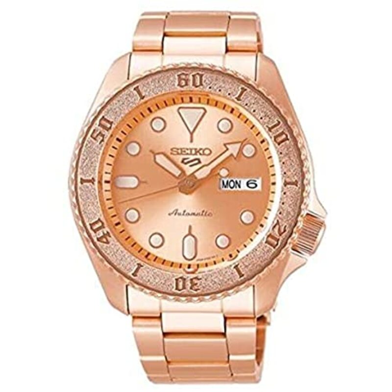 Seiko Analog Watch for Men with Stainless Steel Band, SRPE72K1, Rose Gold-Rose Gold