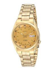 Seiko 5 Automatic Analog Watch for Men with Stainless Steel Band, Water Resistant, SNK574J1, Gold