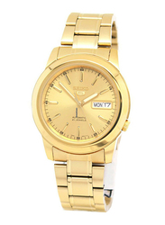 Seiko Automatic Analog Watch for Men with Stainless Steel Band, Water Resistant, SNKE56K1, Gold