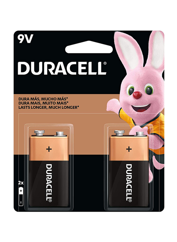 

Duracell 2-Piece 9V Alkaline MN1604B2 Batteries, Black/Brown